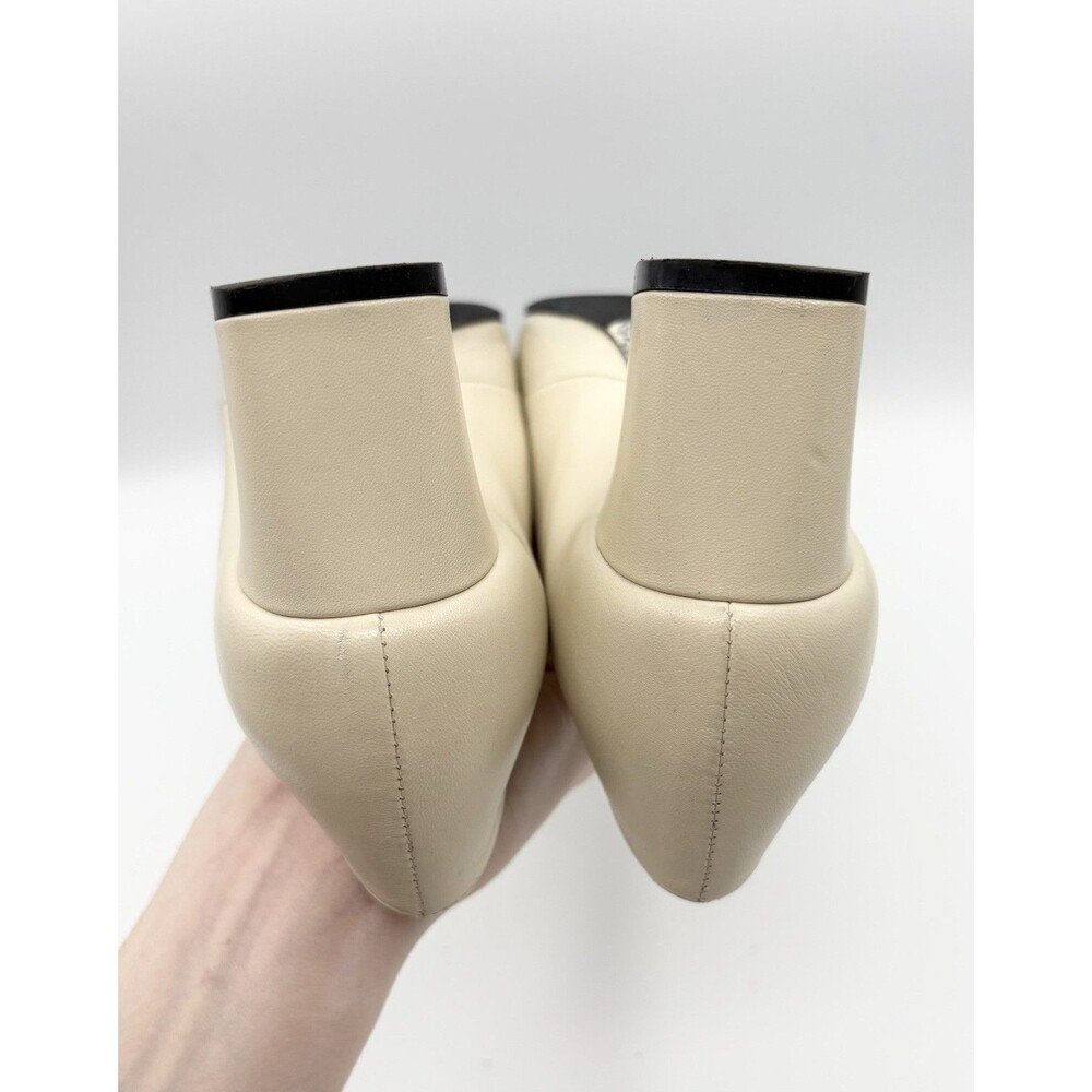 Gucci Victoire GG Block Heel Pumps White/Cream Leather Gold GG Buckle Sz EU 36 - Picture 12 of 14